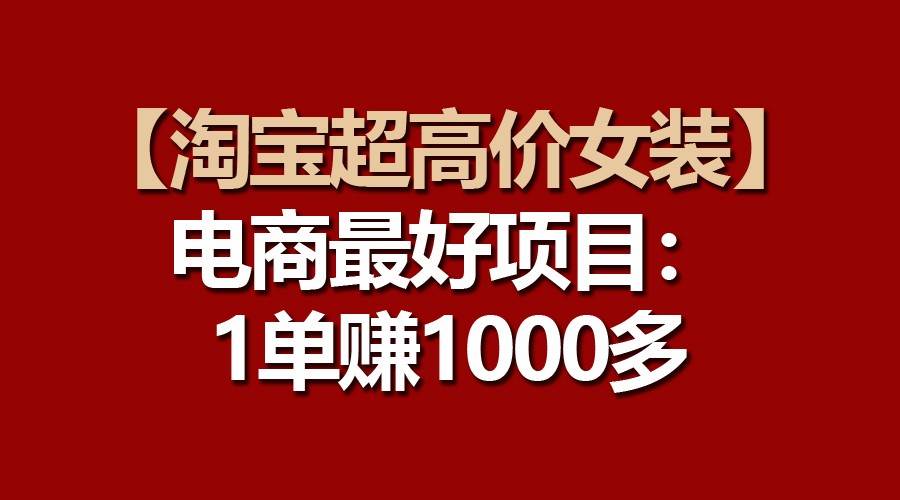 【淘宝超高价女装】电商最好项目：一单赚1000多-九节课