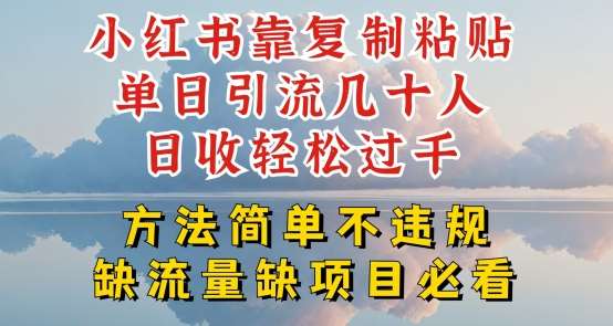 小红书靠复制粘贴单日引流几十人目收轻松过千，方法简单不违规【揭秘】-九节课