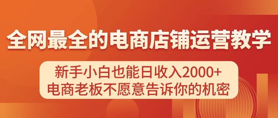 （11266期）电商店铺运营教学，新手小白也能日收入2000+，电商老板不愿意告诉你的机密-九节课