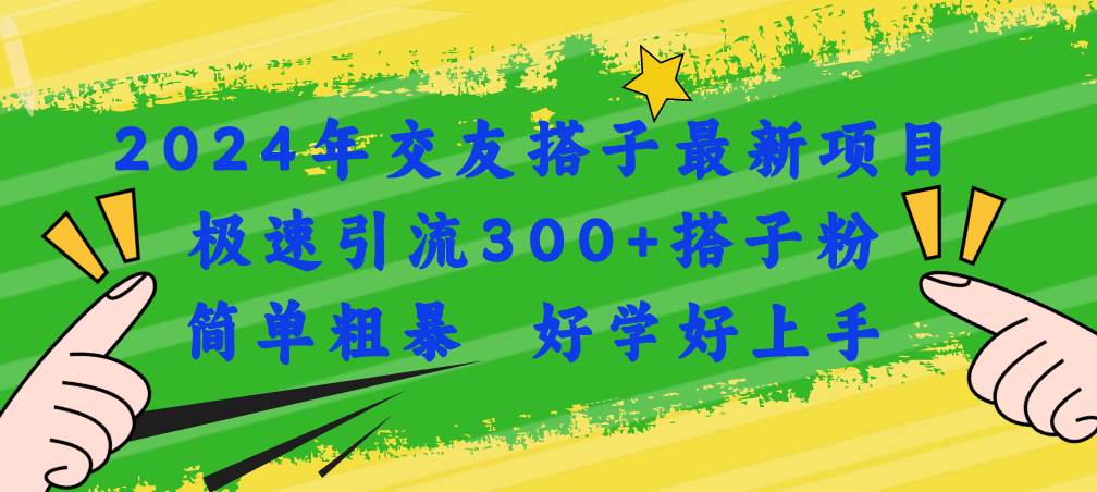 （11259期）2024年交友搭子最新项目，极速引流300+搭子粉，简单粗暴，好学好上手-九节课