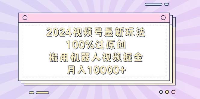 2024视频号最新玩法，100%过原创，搬用机器人视频掘金，月入10000+-九节课