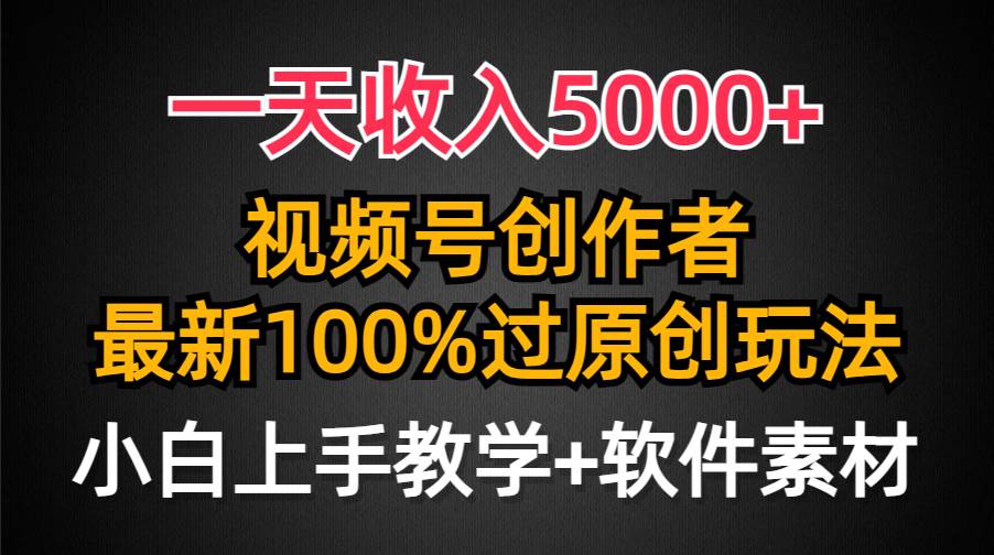 一天收入5000+，视频号创作者，最新100%原创玩法，对新人友好，小白也可.-九节课