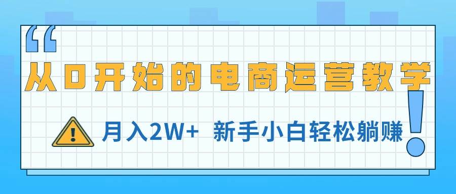 从0开始的电商运营教学，月入2W+，新手小白轻松躺赚-九节课