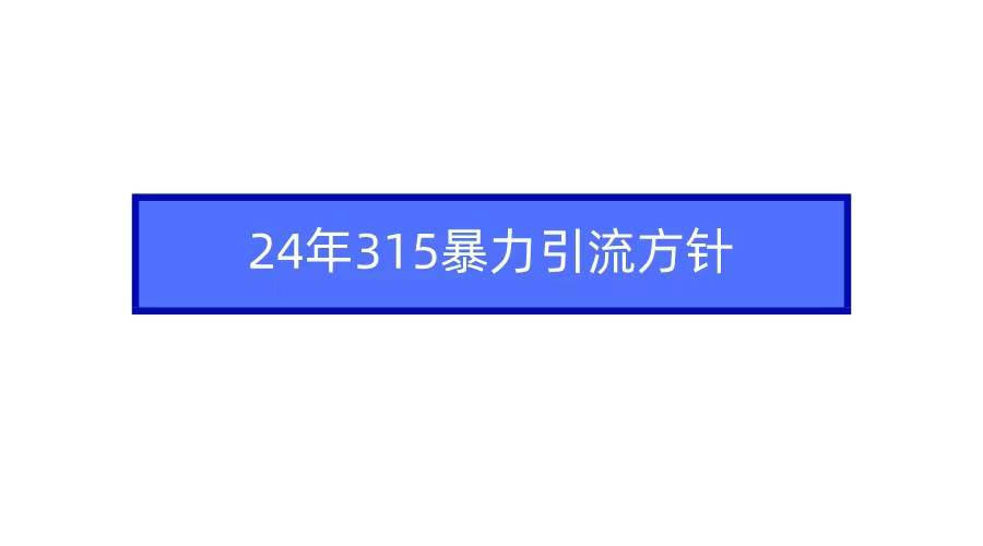 图片[1]-2024年315暴力引流方针-九节课