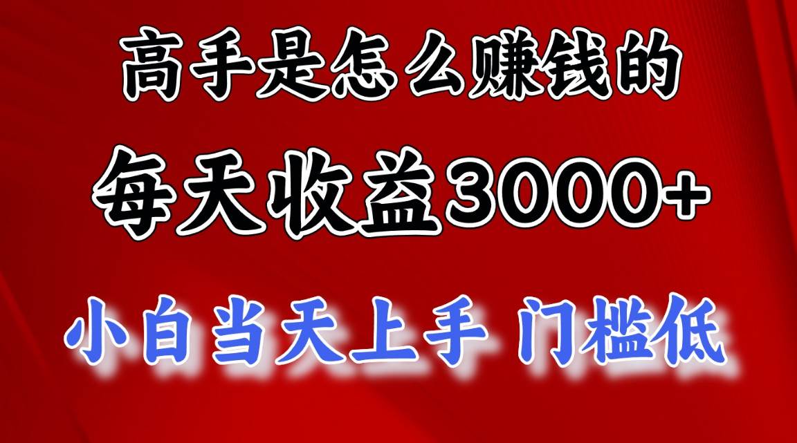 高手是怎么赚钱的，一天收益3000+ 这是穷人逆风翻盘的一个项目，非常稳…-九节课