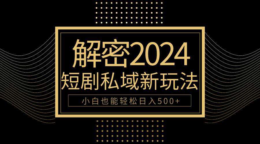 10分钟教会你2024玩转短剧私域变现，小白也能轻松日入500+-九节课