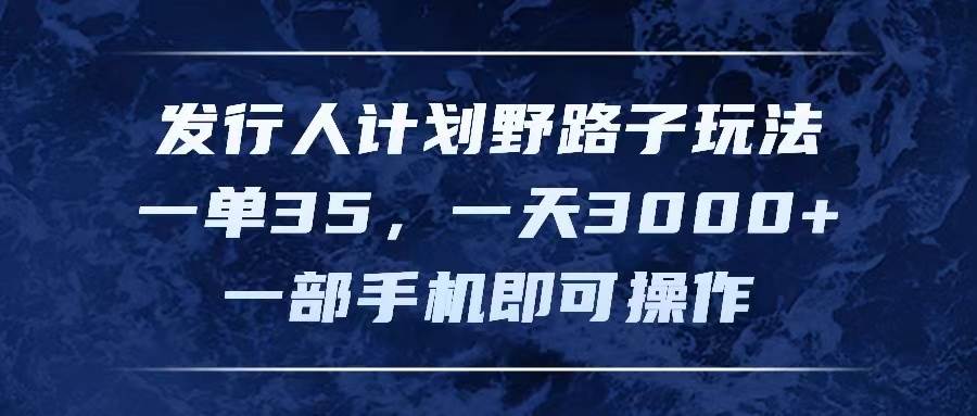 发行人计划野路子玩法，一单35，一天3000+，一部手机即可操作-九节课