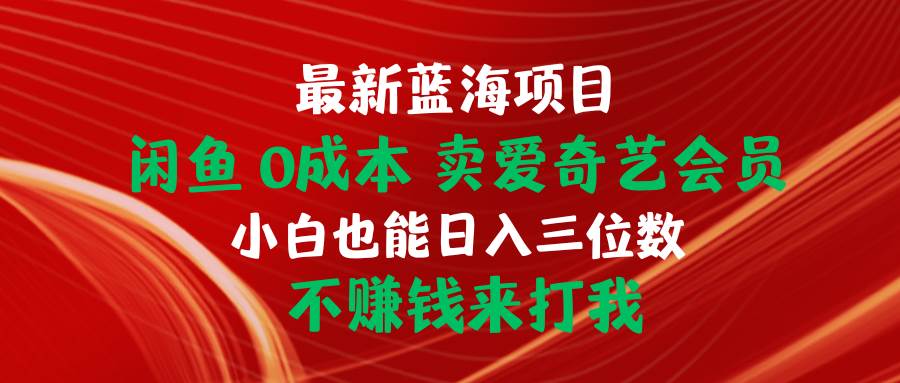 最新蓝海项目 闲鱼0成本 卖爱奇艺会员 小白也能入三位数 不赚钱来打我-九节课