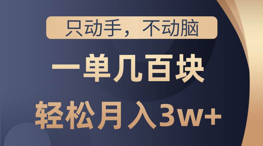 只动手不动脑，一单几百块，轻松月入3w+，看完就能直接操作，详细教程-九节课