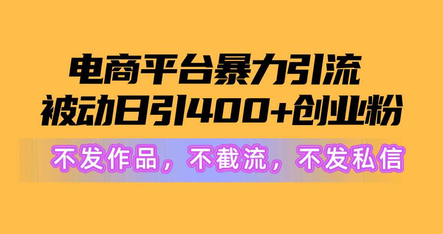 电商平台暴力引流,被动日引400+创业粉不发作品，不截流，不发私信-九节课