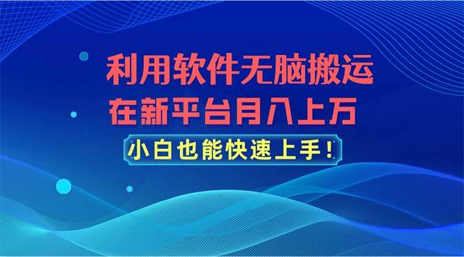 利用软件无脑搬运，在新平台月入上万，小白也能快速上手-九节课