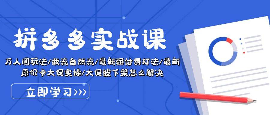 拼多多·实战课：万人团玩法/截流自然流/最新强付费打法/最新原价卡大促..-九节课