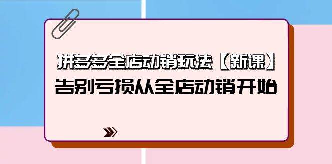 拼多多全店动销玩法【新课】，告别亏损从全店动销开始（4节视频课）-九节课