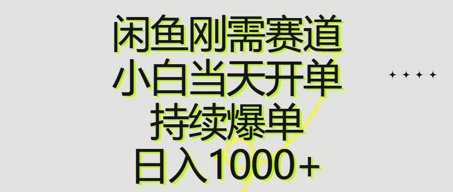 闲鱼刚需赛道，小白当天开单，持续爆单，日入1000+-九节课