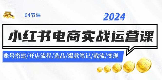 2024小红书电商实战运营课：账号搭建/开店流程/选品/爆款笔记/截流/变现-九节课