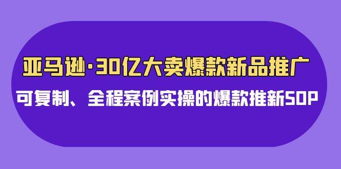 亚马逊30亿·大卖爆款新品推广，可复制、全程案例实操的爆款推新SOP-九节课