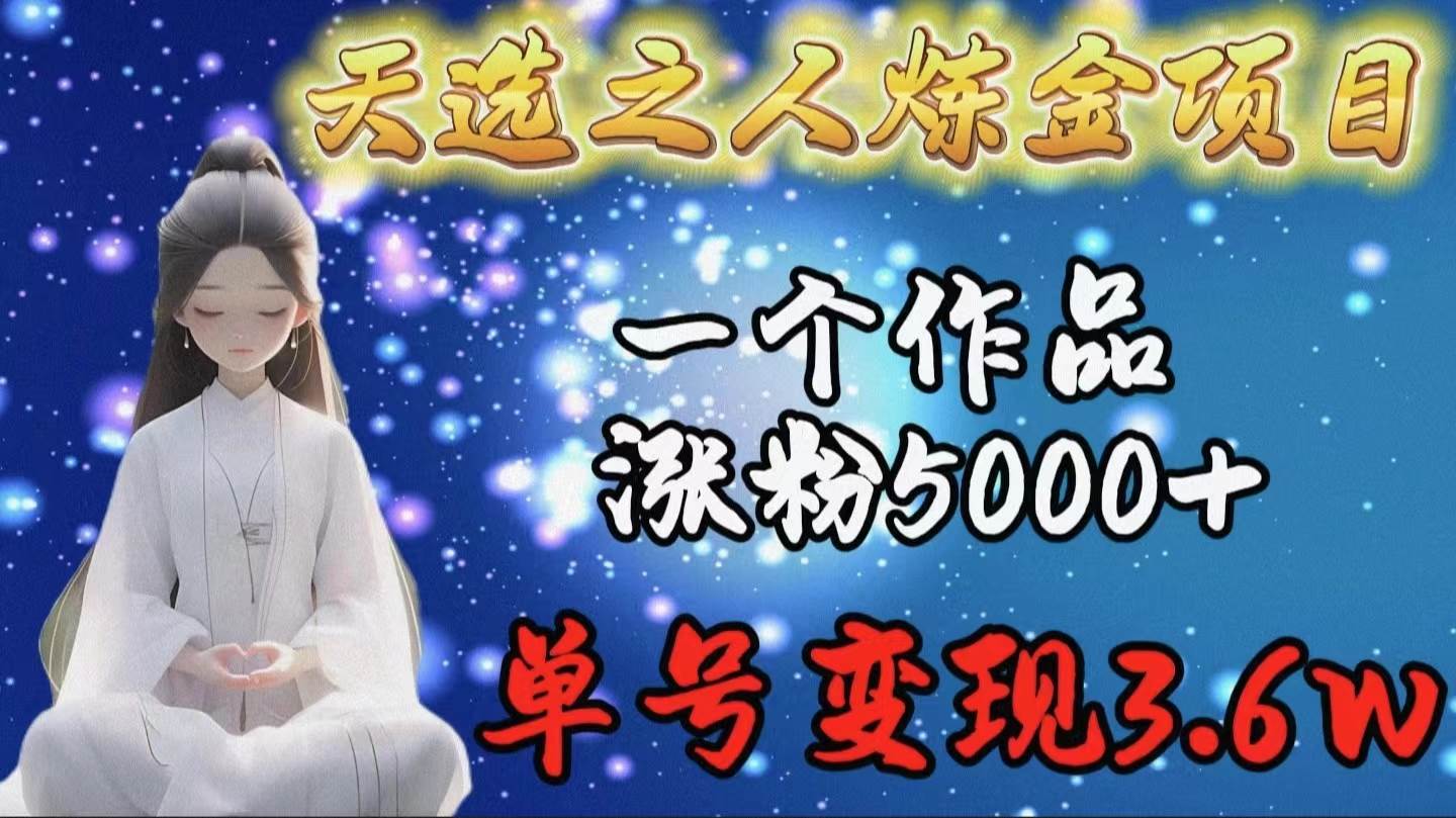 天选之人炼金项目，一个作品涨粉5000+，单号变现3.6w-九节课