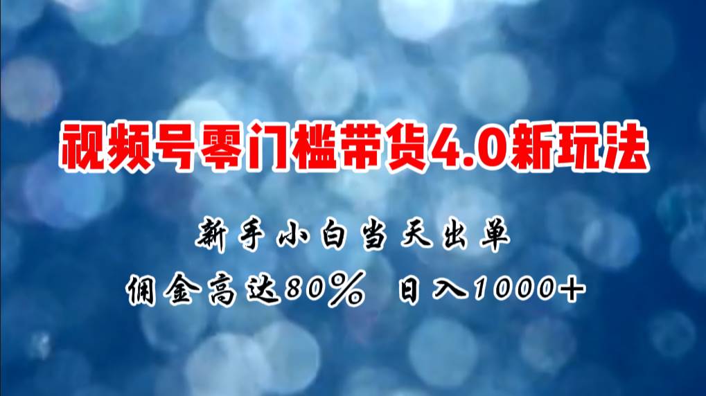 微信视频号零门槛带货4.0新玩法，新手小白当天见收益，日入1000+-九节课