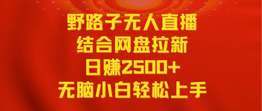 无人直播野路子结合网盘拉新，日赚2500+多平台变现，小白无脑轻松上手操作-九节课