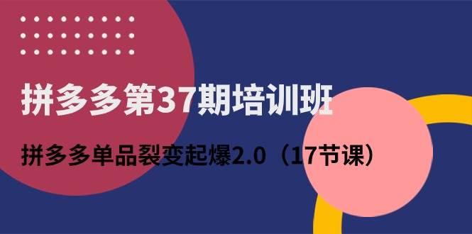 拼多多第37期培训班：拼多多单品裂变起爆2.0（17节课）-九节课