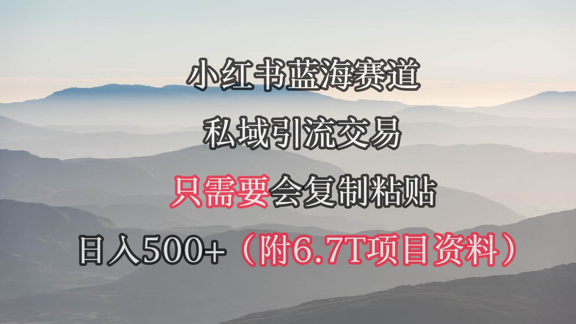 小红书短剧赛道，私域引流交易，会复制粘贴，日入500+（附6.7T短剧资源）-九节课