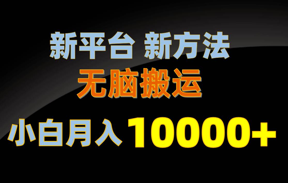 新平台新方法，无脑搬运，月赚10000+，小白轻松上手不动脑-九节课