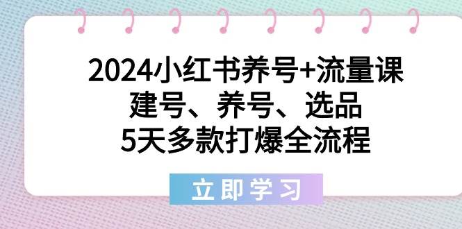 2024小红书养号+流量课：建号、养号、选品，5天多款打爆全流程-九节课