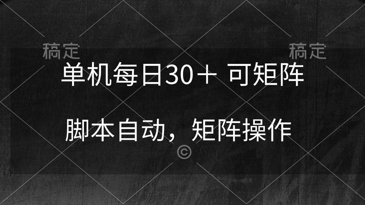 单机每日30＋ 可矩阵，脚本自动 稳定躺赚-九节课