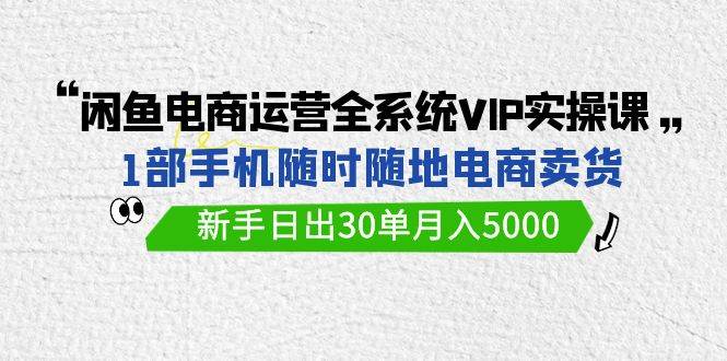 闲鱼电商运营全系统VIP实战课，1部手机随时随地卖货，新手日出30单月入5000-九节课