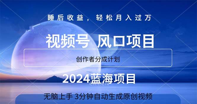 2024蓝海项目，3分钟自动生成视频，月入过万-九节课