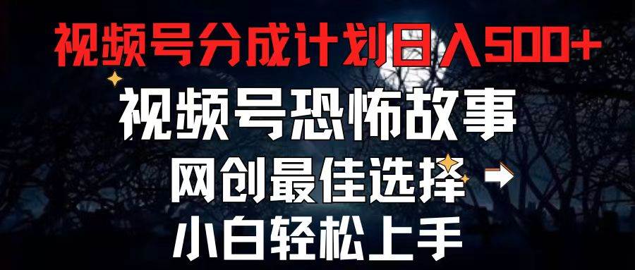 2024最新视频号分成计划，每天5分钟轻松月入500+，恐怖故事赛道,-九节课