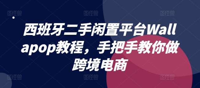 西班牙二手闲置平台Wallapop教程，手把手教你做跨境电商-九节课