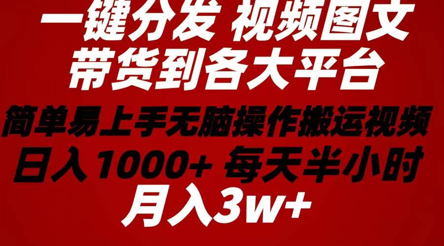 图片[1]-2024年 一键分发带货图文视频  简单易上手 无脑赚收益 每天半小时日入1…-九节课