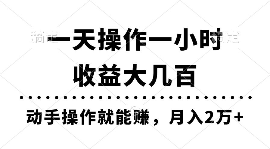 图片[1]-一天操作一小时，收益大几百，动手操作就能赚，月入2万+教学-九节课