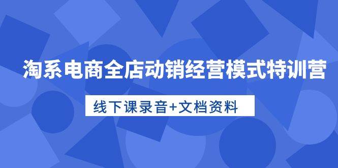 图片[1]-淘系电商全店动销经营模式特训营，线下课录音+文档资料-九节课