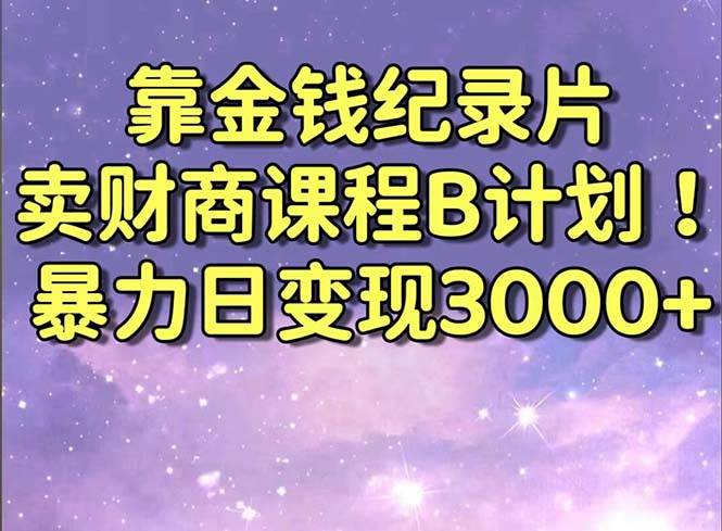 图片[1]-靠金钱纪录片卖财商课程B计划！暴力日变现3000+，喂饭式干货教程！-九节课