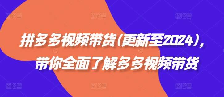 拼多多视频带货(更新至2024)，带你全面了解多多视频带货-九节课