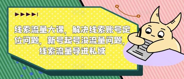 线索流量大课，解决线索账号定位问题，新号起号没流量问题，线索流量导进私域-九节课