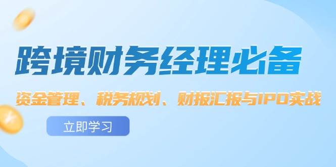 （12323期）跨境 财务经理必备：资金管理、税务规划、财报汇报与IPO实战-九节课