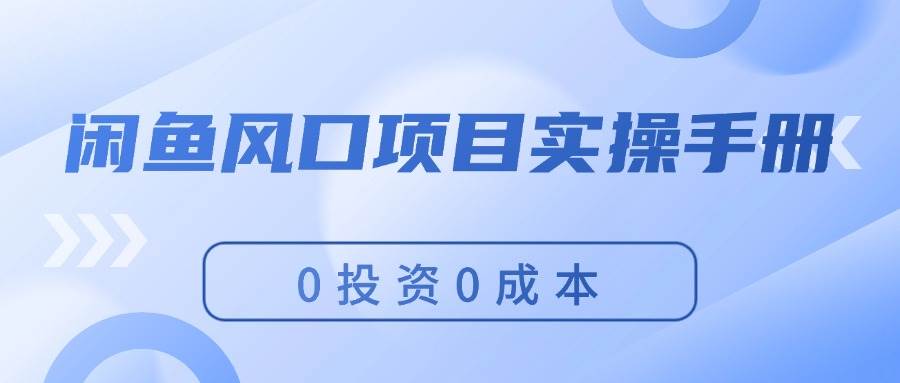 闲鱼风口项目实操手册，0投资0成本，让你做到，月入过万，新手可做-九节课