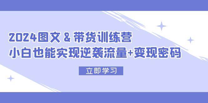 2024 图文+带货训练营，小白也能实现逆袭流量+变现密码-九节课