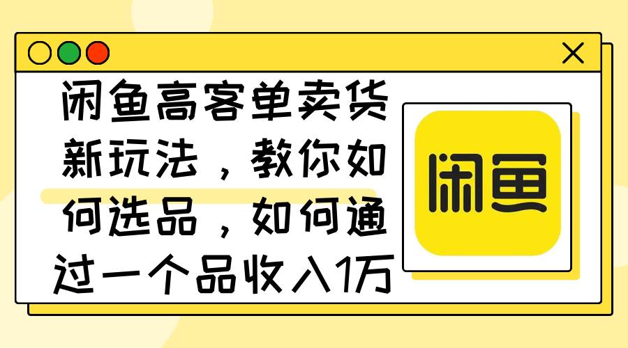 （12387期）闲鱼高客单卖货新玩法，教你如何选品，如何通过一个品收入1万+-九节课