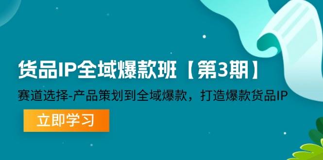 货品IP全域爆款班【第3期】赛道选择、产品策划到全域爆款，打造爆款货品IP-九节课