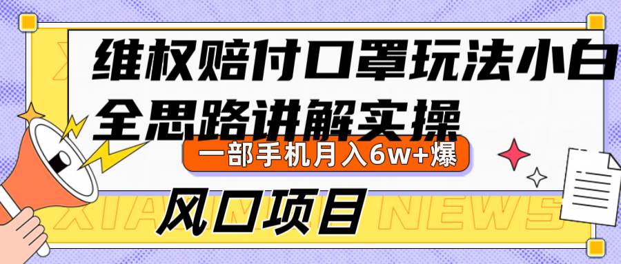 维权赔付口罩玩法，小白也能月入6w+，风口项目实操-九节课