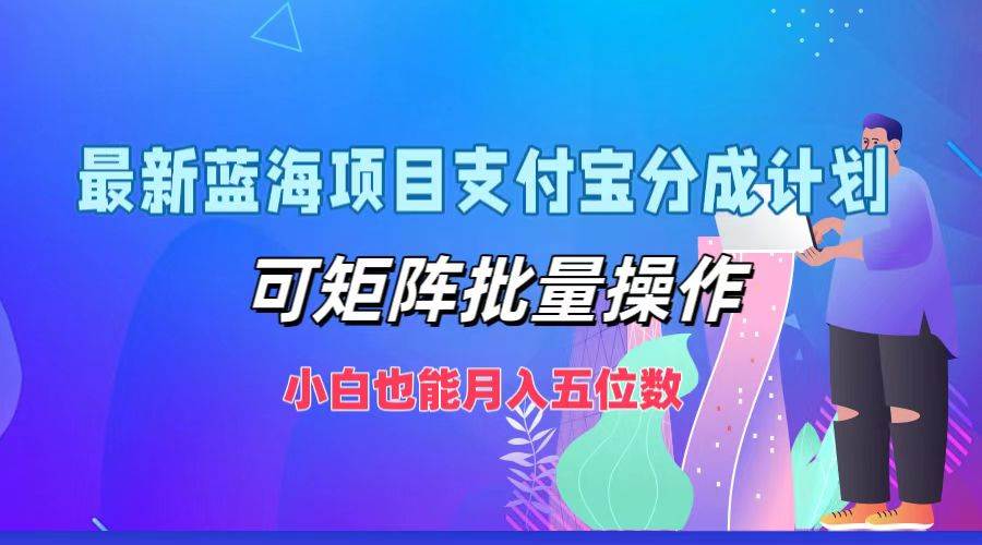 最新蓝海项目支付宝分成计划，可矩阵批量操作，小白也能月入五位数-九节课