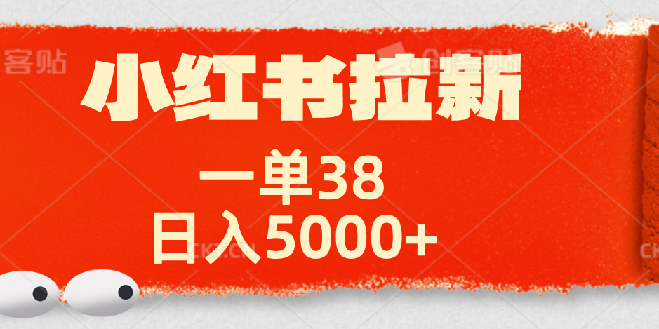 小红书拉新项目，一单38元！日入5000+【揭秘】-九节课