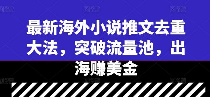 最新海外小说推文去重大法，突破流量池，出海赚美金-九节课