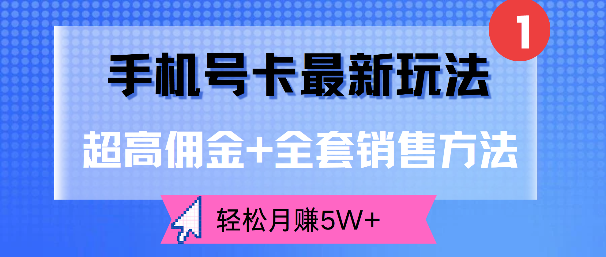 超高佣金+全套销售方法，手机号卡最新玩法，轻松月赚5W+-九节课