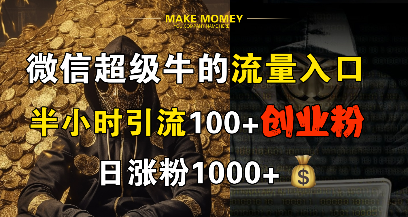 微信超级牛的流量入口，半小时引流100+创业粉，日涨粉1000+-九节课