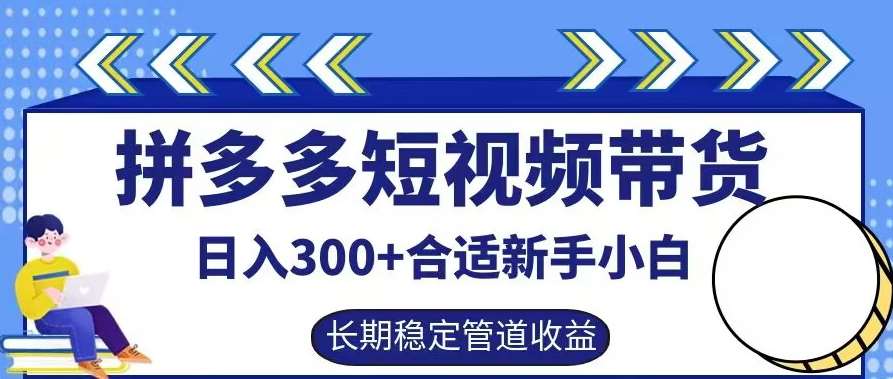 拼多多短视频带货日入300+有长期稳定被动收益，合适新手小白【揭秘】-九节课